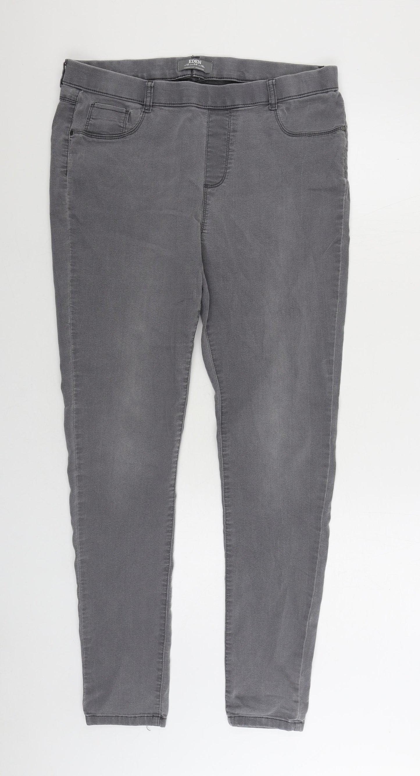 Eden Womens Grey Cotton Jegging Jeans Size 12 L30 in Regular