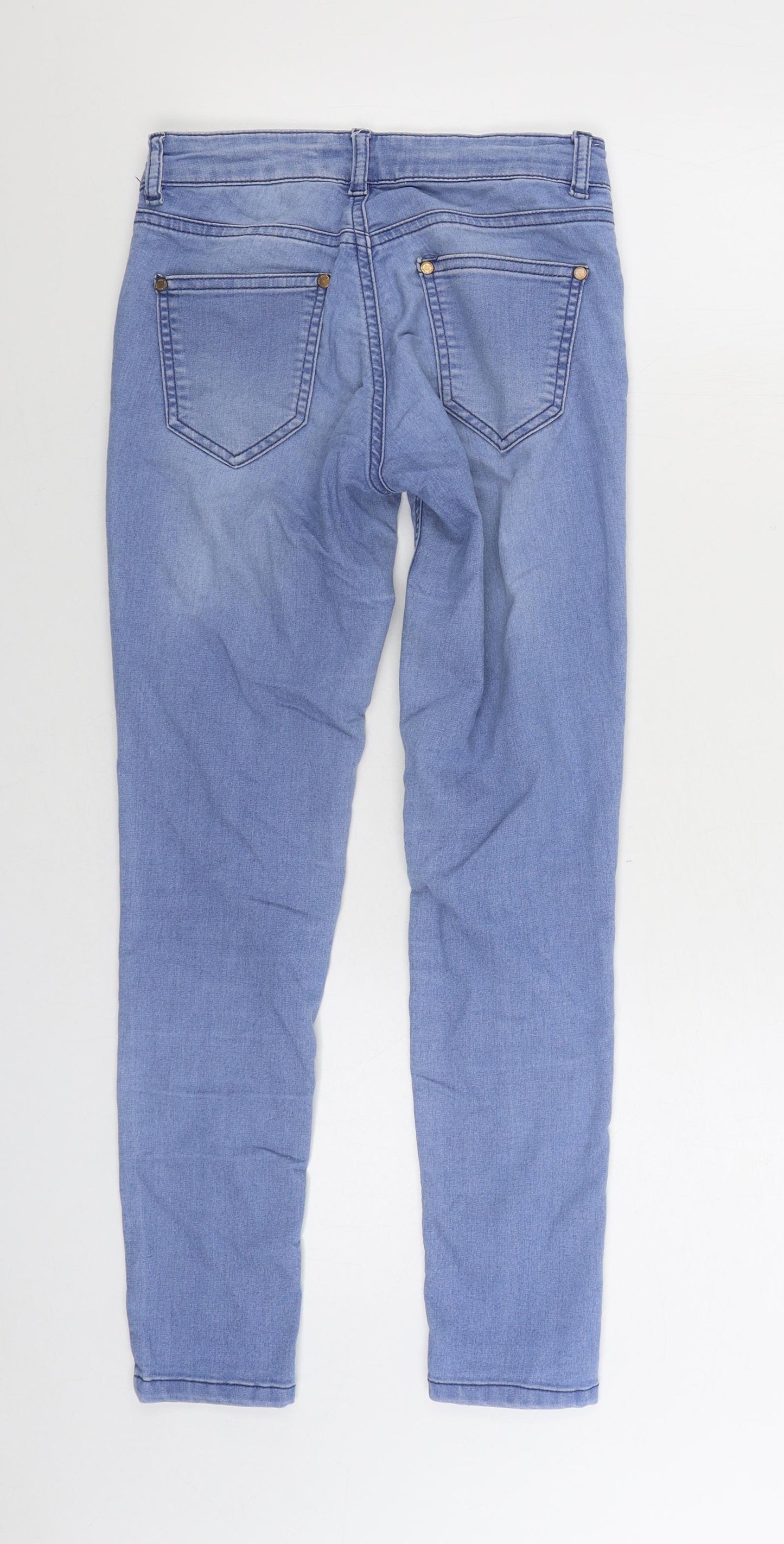 Miss Selfridge Womens Blue Cotton Straight Jeans Size 6 L26 in Regular Zip