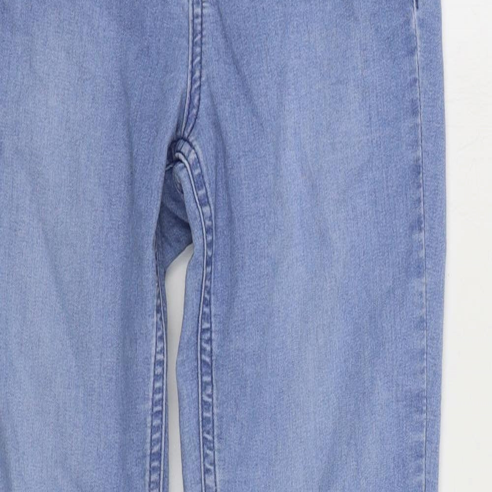 Miss Selfridge Womens Blue Cotton Straight Jeans Size 6 L26 in Regular Zip