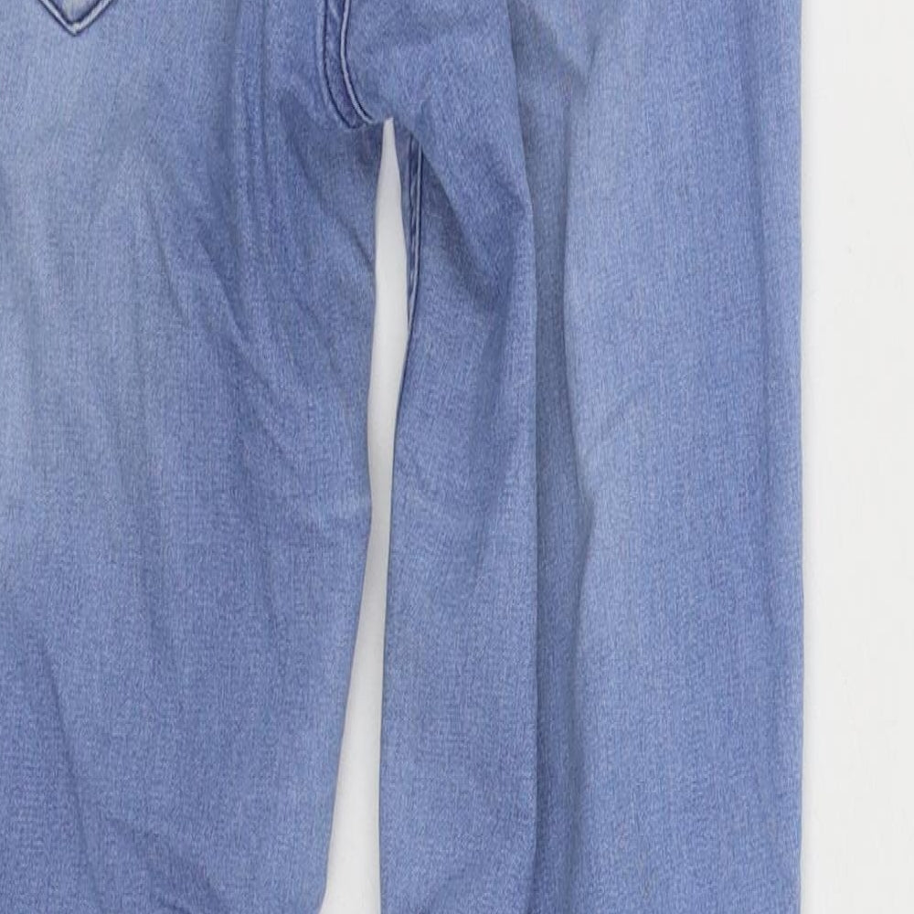 Miss Selfridge Womens Blue Cotton Straight Jeans Size 6 L26 in Regular Zip