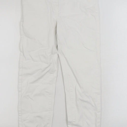 NEXT Womens White Cotton Cropped Jeans Size 8 L23 in Regular Zip