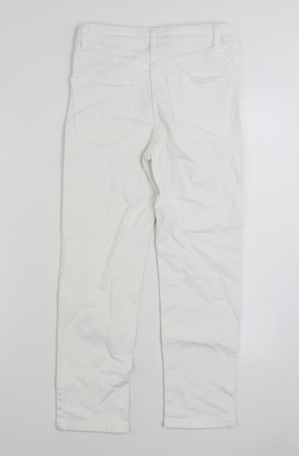 NEXT Womens White Cotton Cropped Jeans Size 8 L23 in Regular Zip