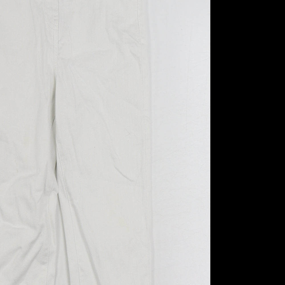 NEXT Womens White Cotton Cropped Jeans Size 8 L23 in Regular Zip