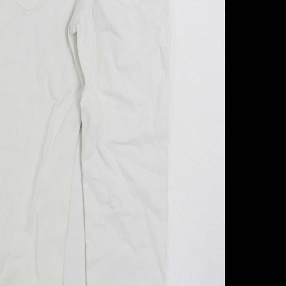 NEXT Womens White Cotton Cropped Jeans Size 8 L23 in Regular Zip