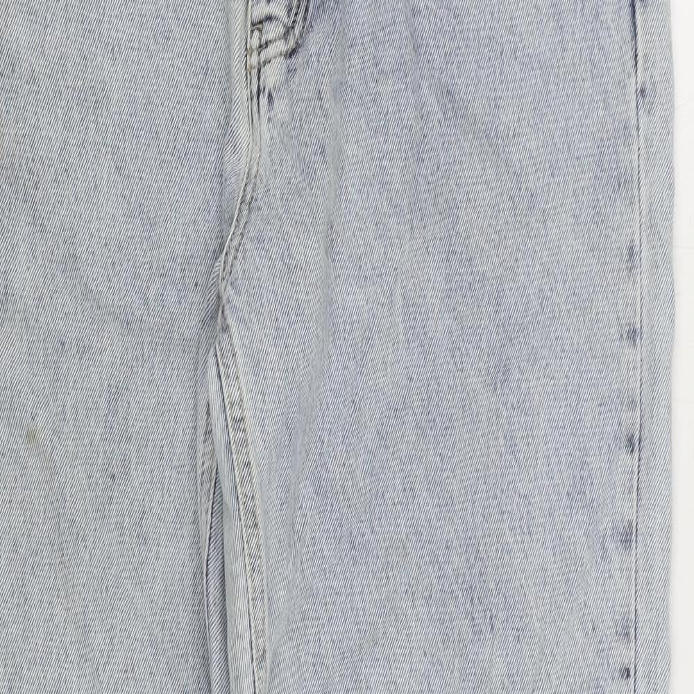 BoohooMan Mens Blue Cotton Skinny Jeans Size 34 in L35 in Regular Zip - Acid Wash