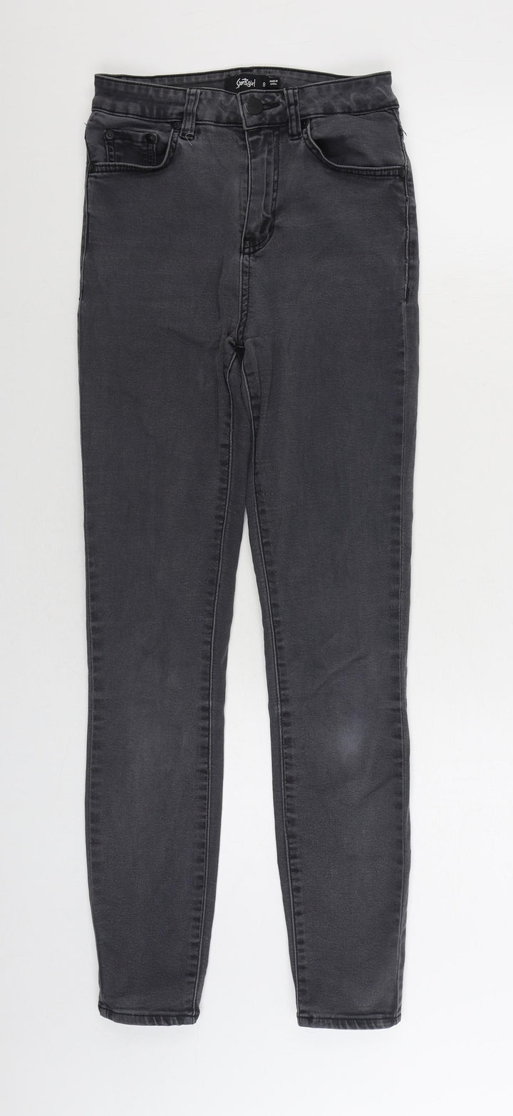 Sportsgirl Womens Black Cotton Skinny Jeans Size 8 L28 in Regular Zip