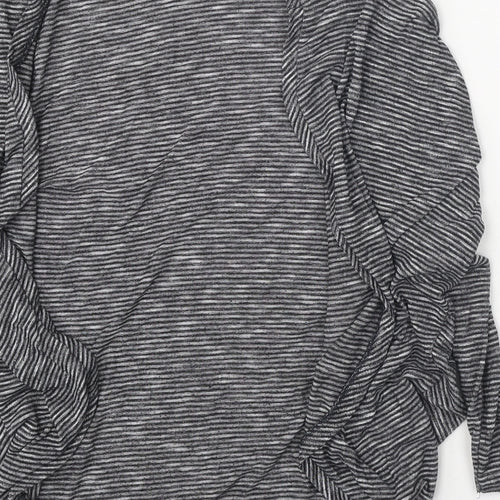 Miss Selfridge Womens Grey Round Neck Striped Polyester Cardigan Jumper Size 10