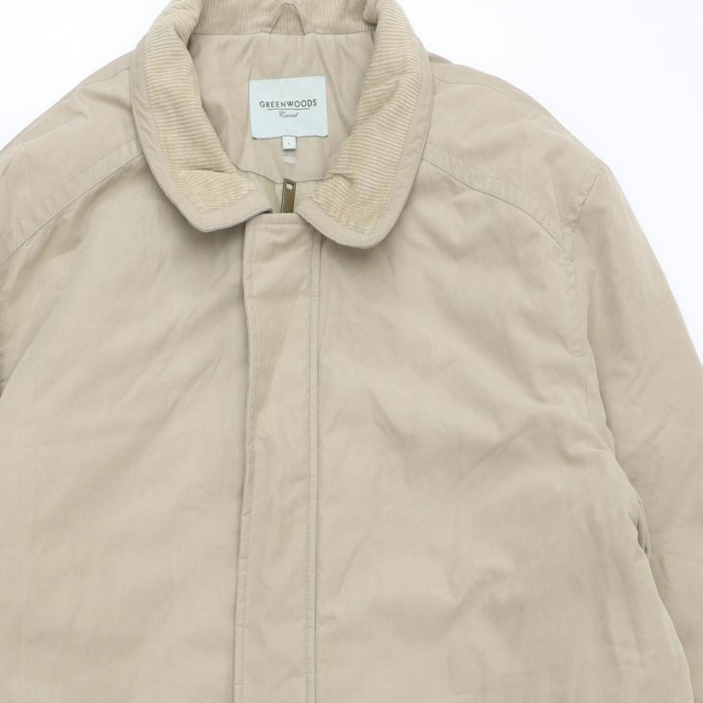 greenwoods Mens Beige Parka Size L Zip