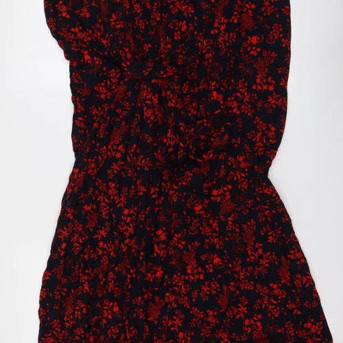 Marks and Spencer Womens Black Geometric Viscose A-Line Size 12 Round Neck Pullover