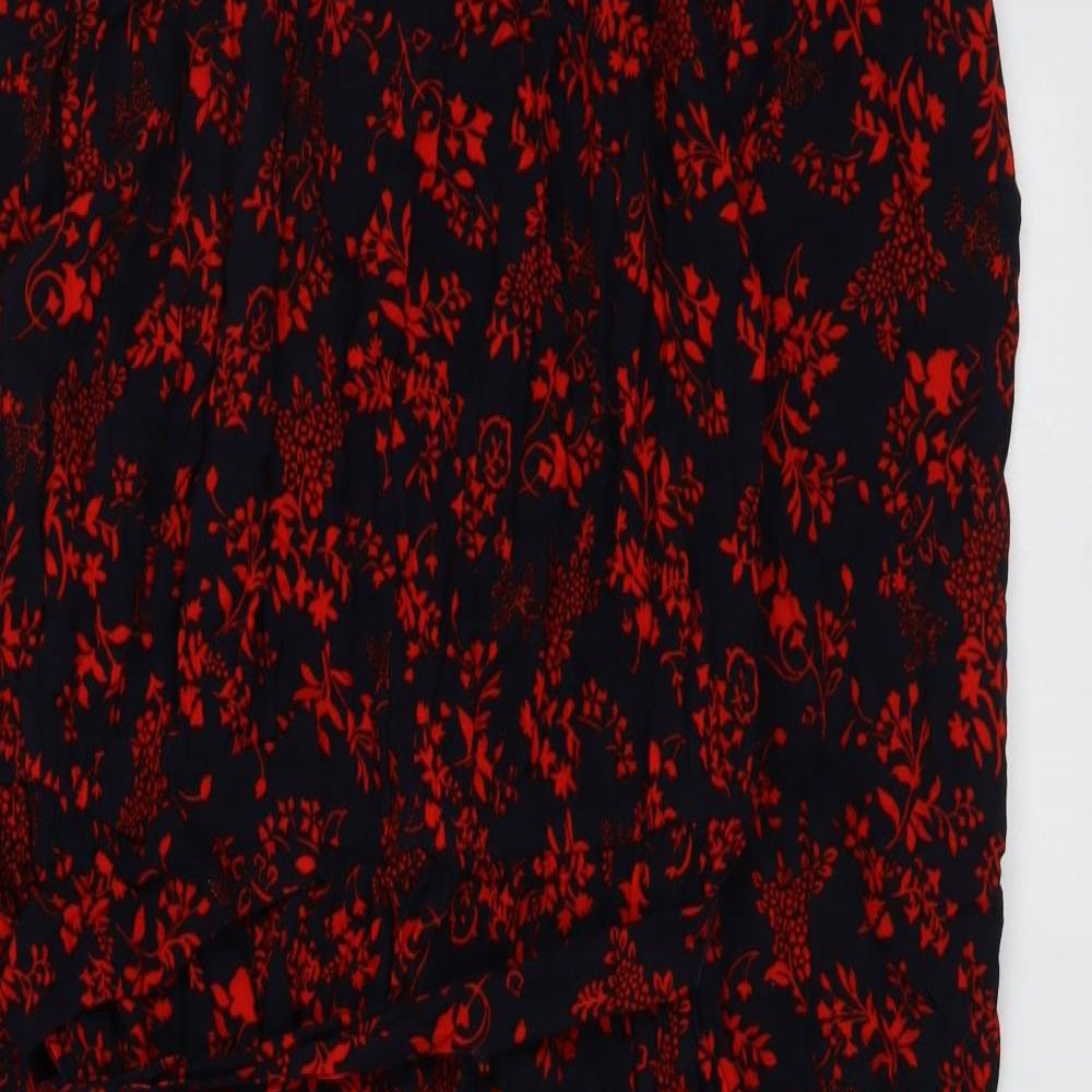 Marks and Spencer Womens Black Geometric Viscose A-Line Size 12 Round Neck Pullover