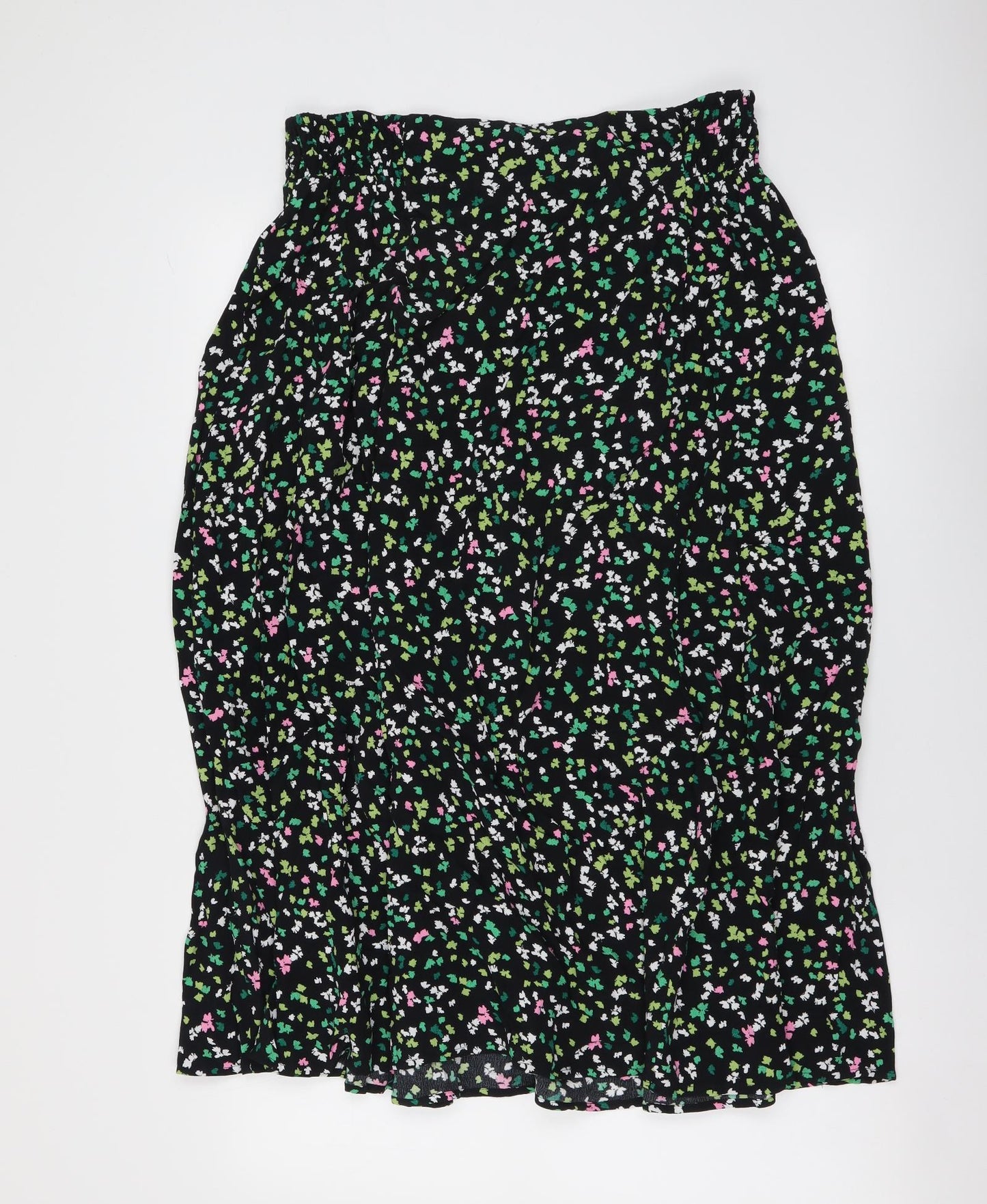 Marks and Spencer Womens Black Geometric Viscose A-Line Skirt Size 16 Drawstring