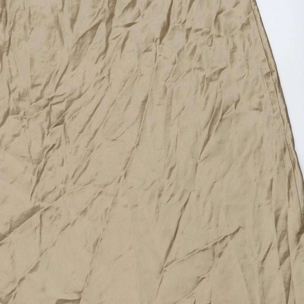 Marks and Spencer Womens Gold Polyester A-Line Skirt Size 12 Drawstring