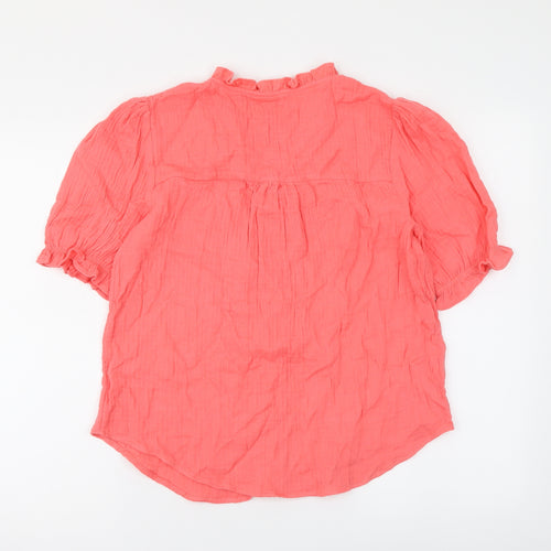 Per Una Womens Orange Cotton Basic Button-Up Size 6 V-Neck