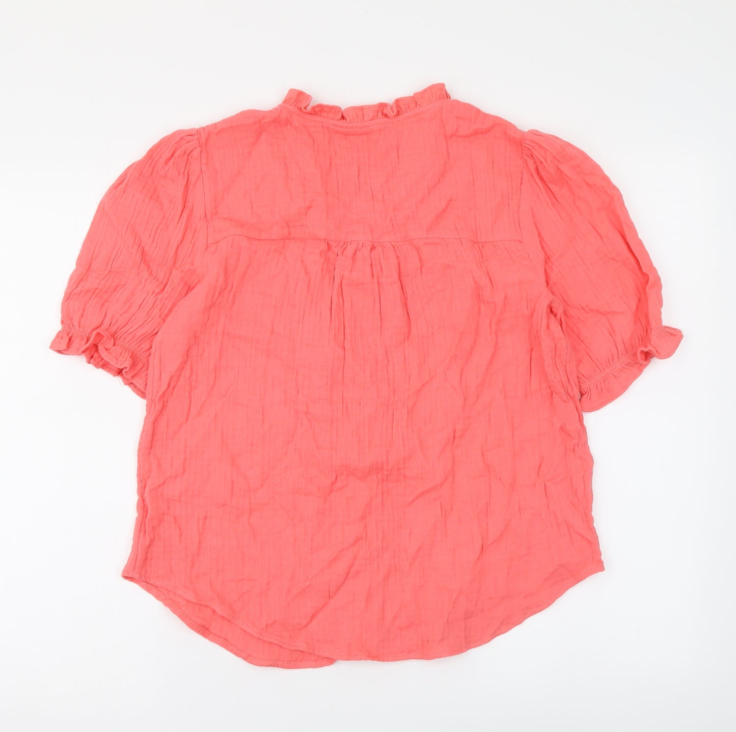Per Una Womens Orange Cotton Basic Button-Up Size 6 V-Neck