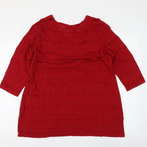 Per Una Womens Red Polyester Basic Blouse Size M V-Neck