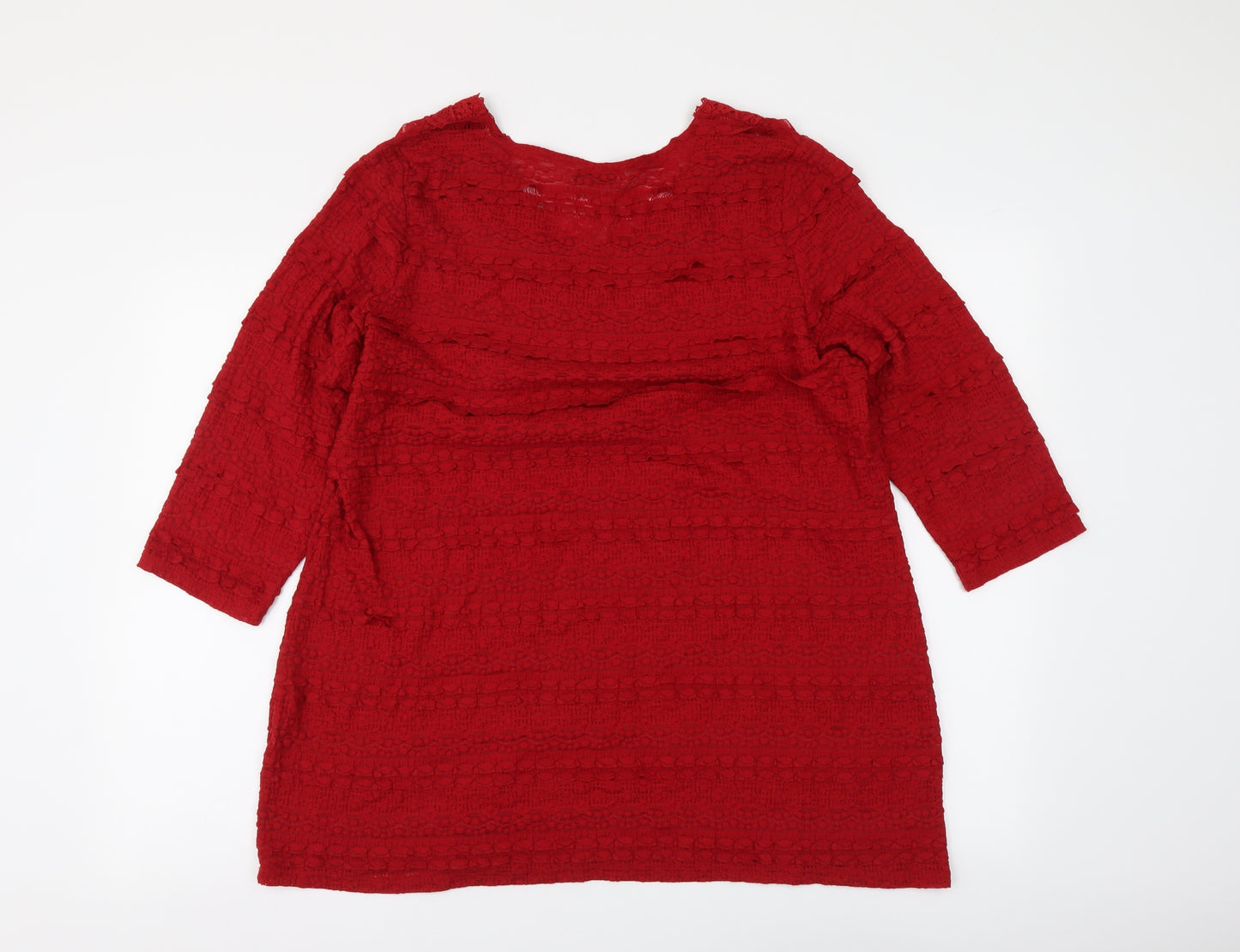 Per Una Womens Red Polyester Basic Blouse Size M V-Neck