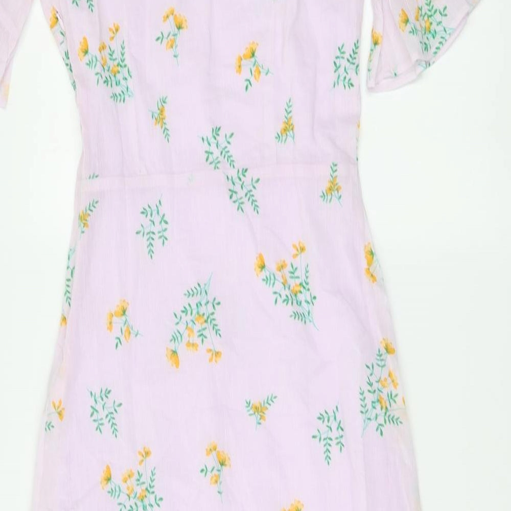 Marks and Spencer Womens Purple Floral Cotton Maxi Size 6 Round Neck Pullover
