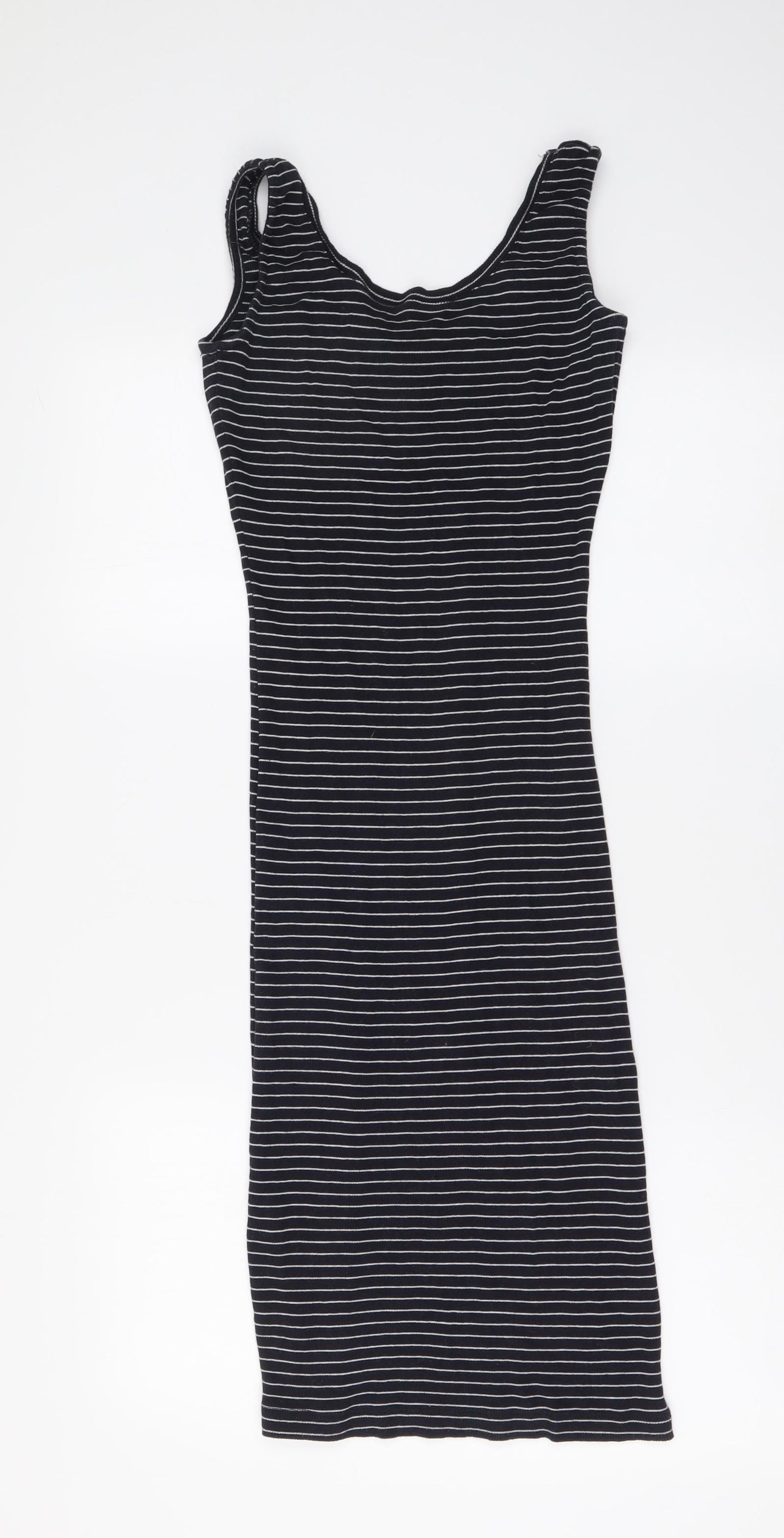 Atmosphere Womens Blue Striped Cotton Bodycon Size 8 Round Neck Pullover