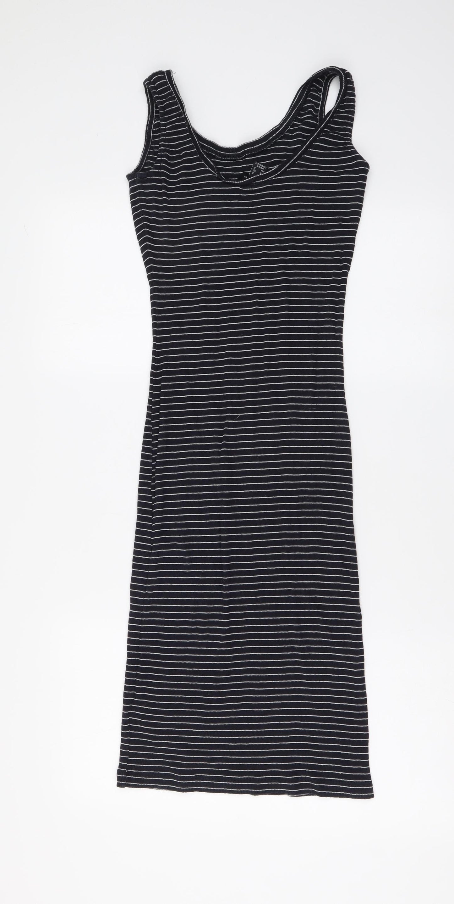Atmosphere Womens Blue Striped Cotton Bodycon Size 8 Round Neck Pullover