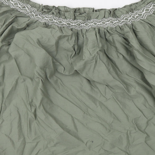 Marks and Spencer Womens Green Cotton Basic Blouse Size 14 Square Neck