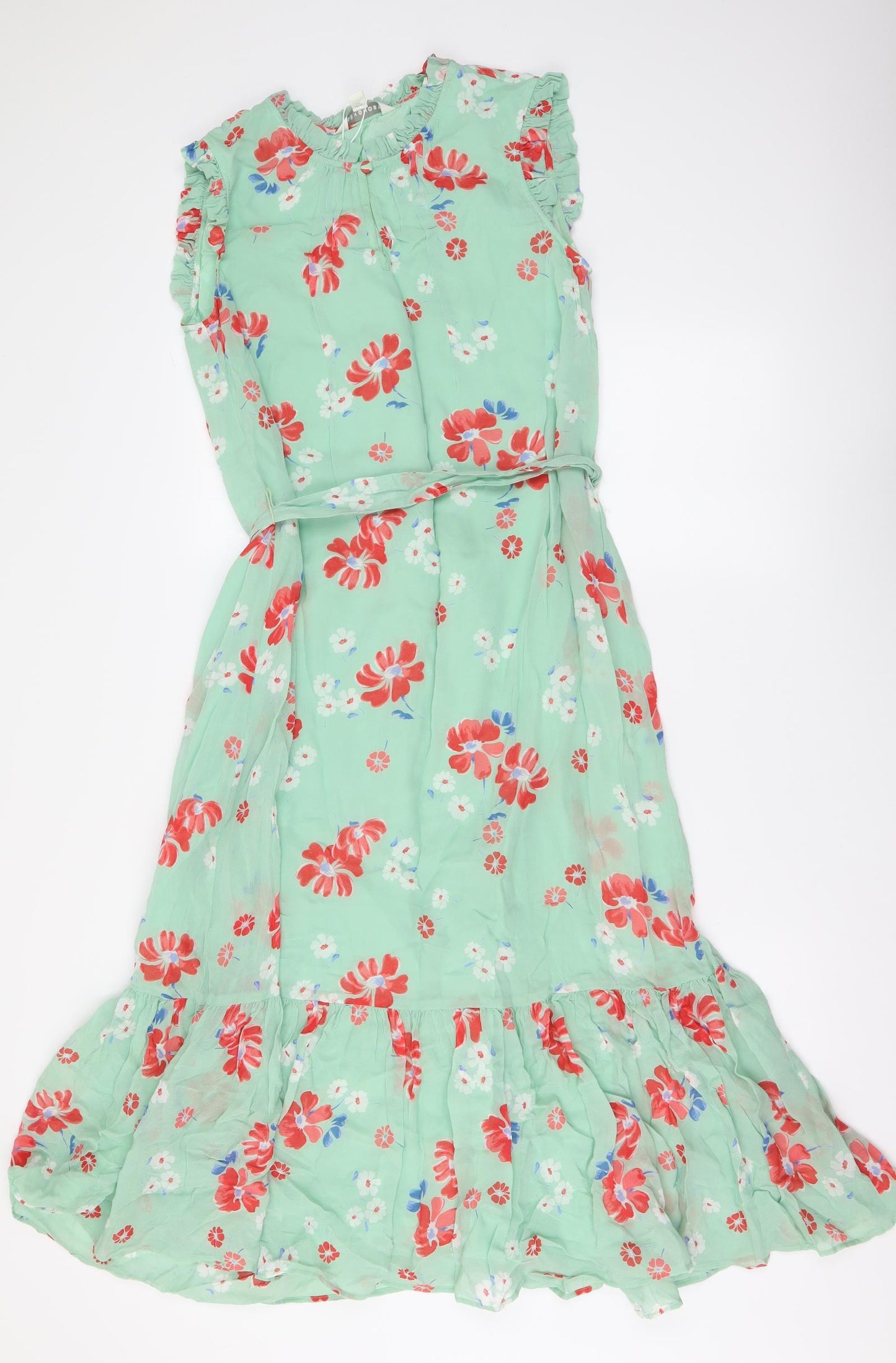 Marks and Spencer Womens Green Floral Viscose Maxi Size 10 Round Neck Pullover