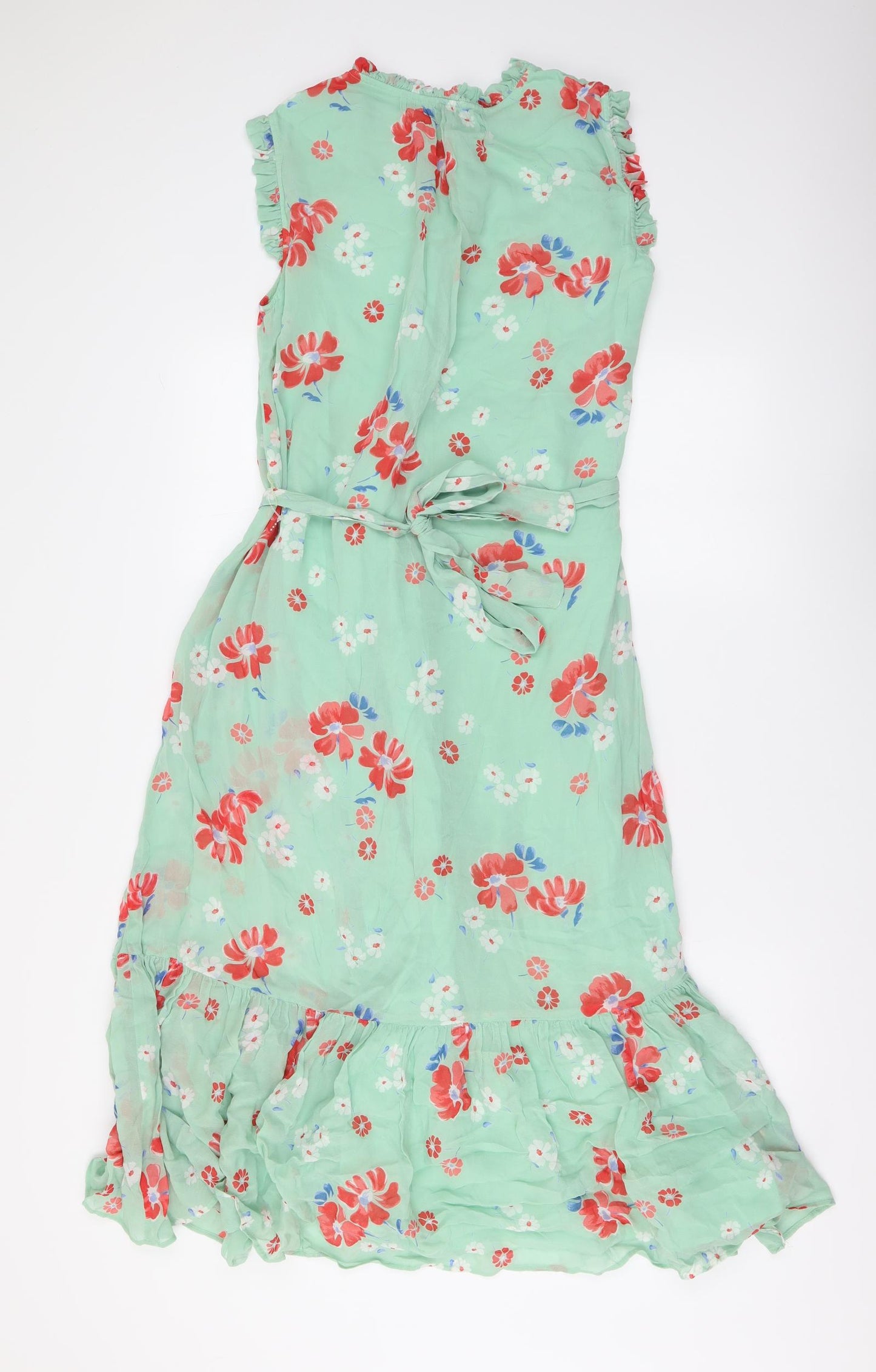 Marks and Spencer Womens Green Floral Viscose Maxi Size 10 Round Neck Pullover