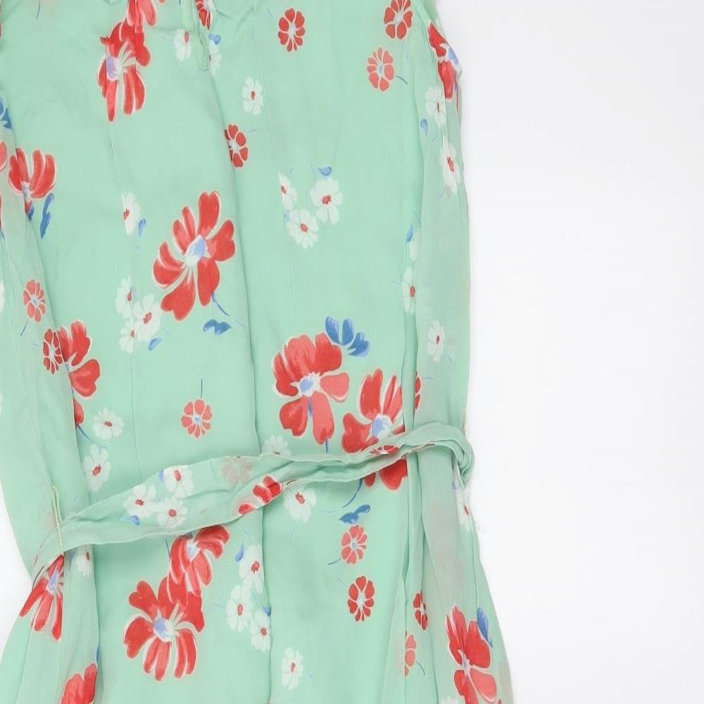Marks and Spencer Womens Green Floral Viscose Maxi Size 10 Round Neck Pullover