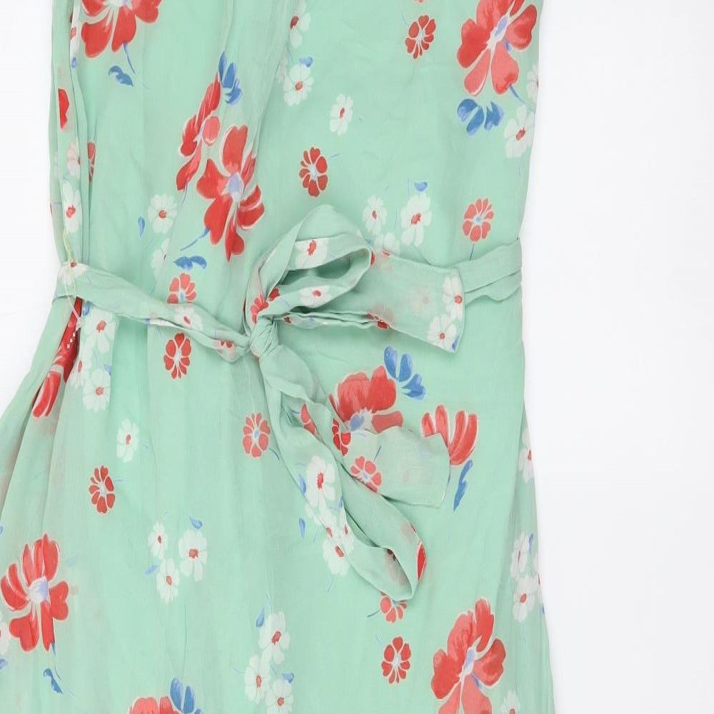 Marks and Spencer Womens Green Floral Viscose Maxi Size 10 Round Neck Pullover