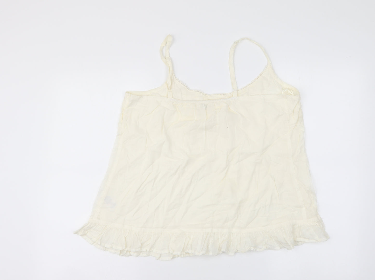 F&F Womens Ivory Cotton Basic T-Shirt Size 16 V-Neck