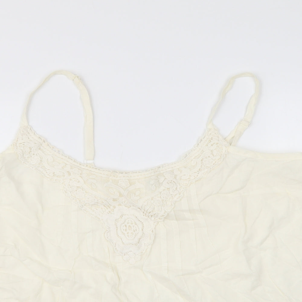 F&F Womens Ivory Cotton Basic T-Shirt Size 16 V-Neck