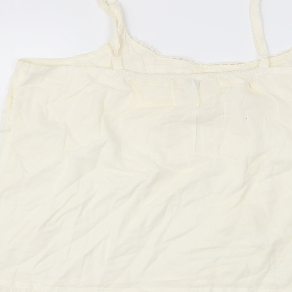 F&F Womens Ivory Cotton Basic T-Shirt Size 16 V-Neck
