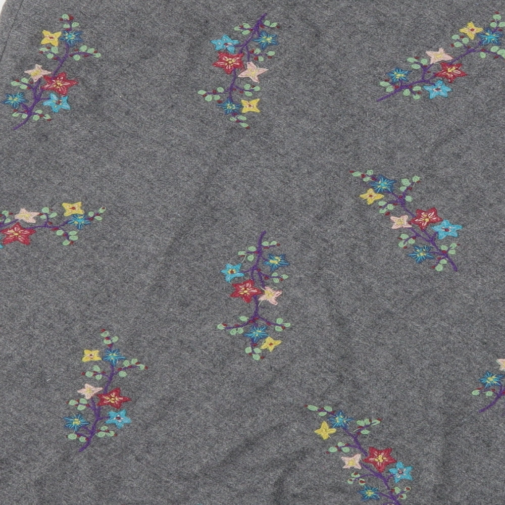 Whistles Womens Grey Floral Wool A-Line Skirt Size 14 Zip