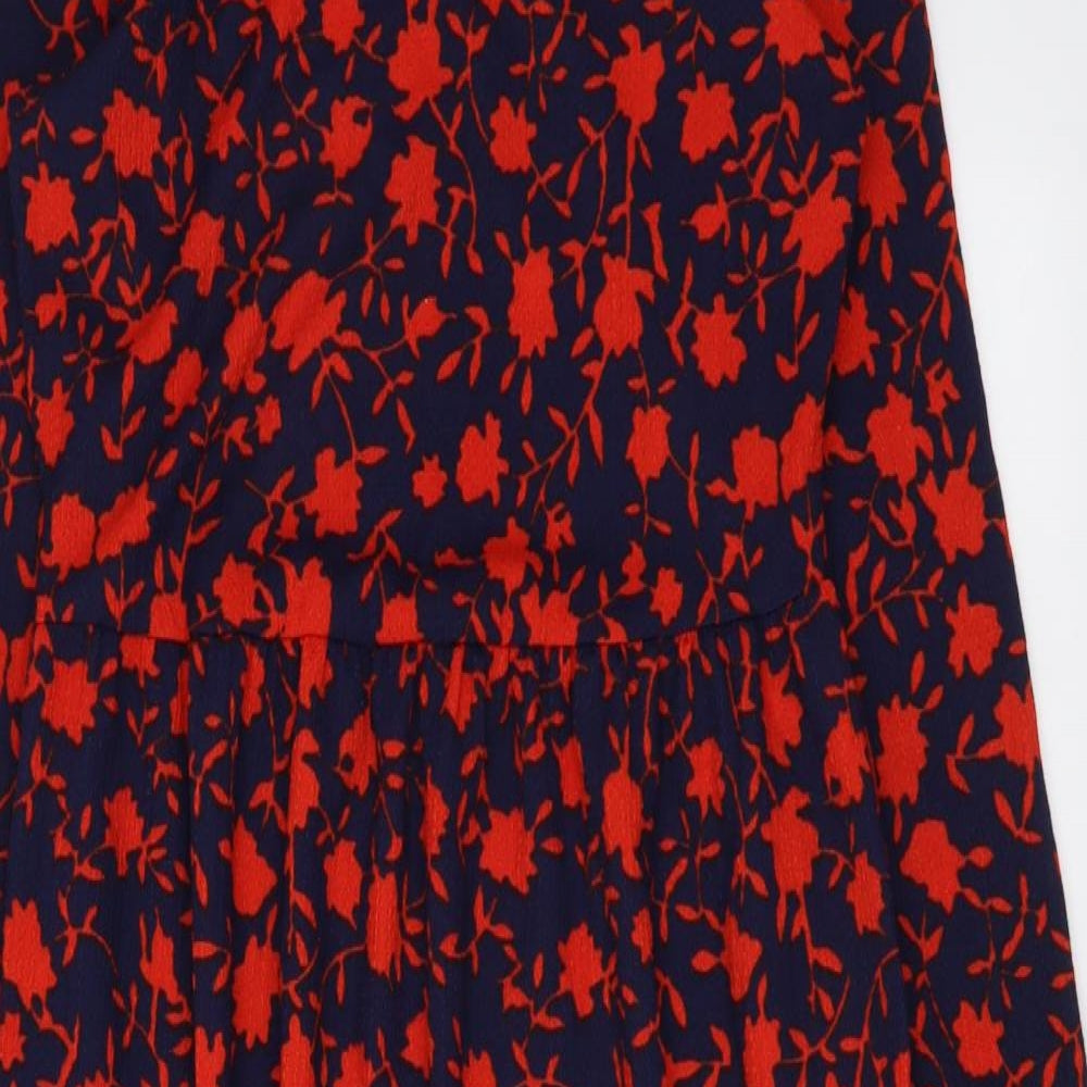 Marks and Spencer Womens Blue Floral Polyester Maxi Size 12 Round Neck Pullover