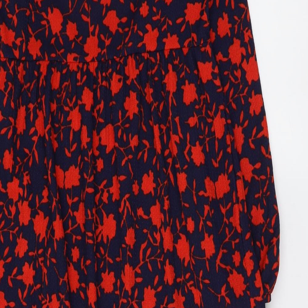 Marks and Spencer Womens Blue Floral Polyester Maxi Size 12 Round Neck Pullover