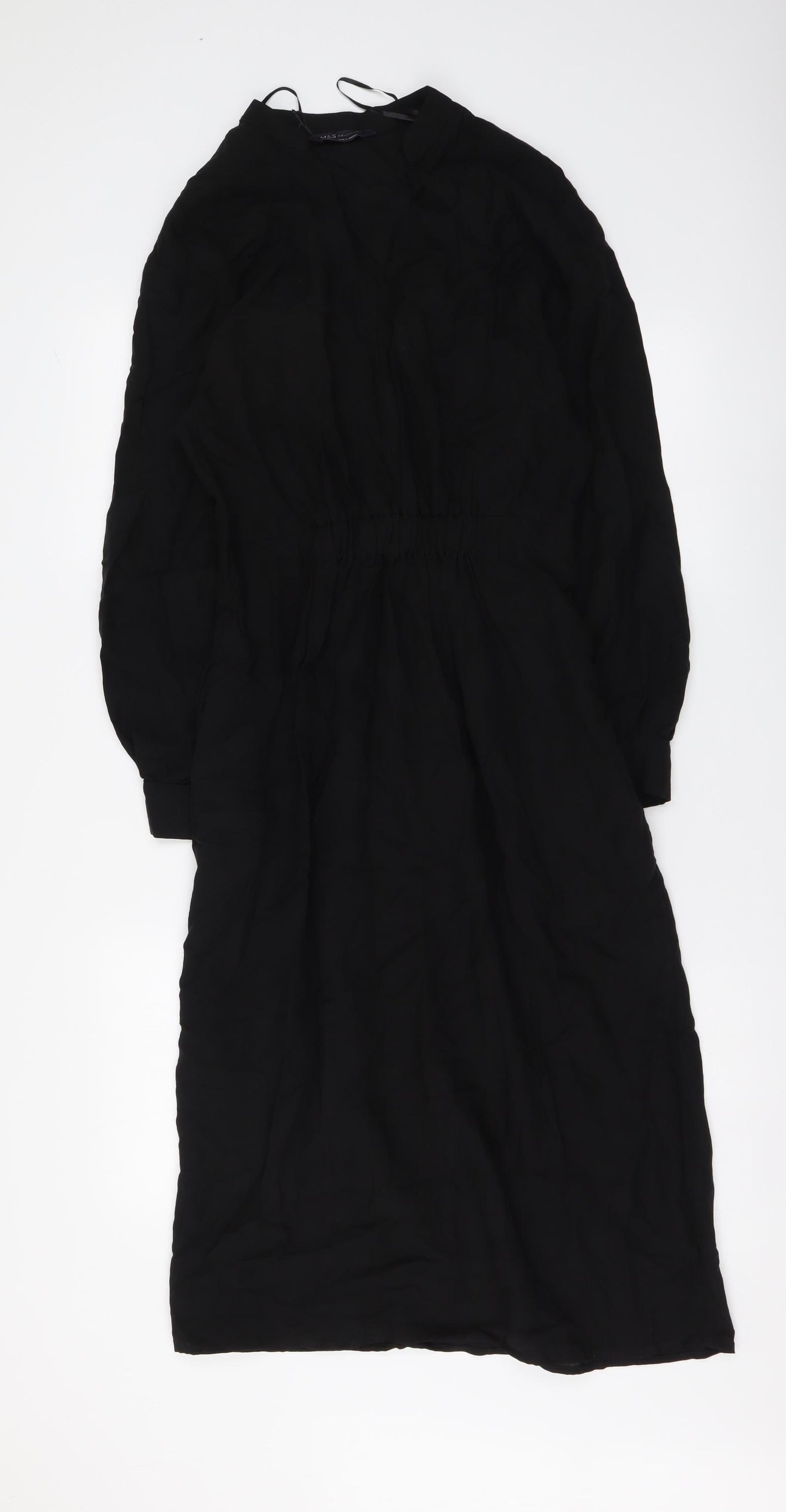 Marks and Spencer Womens Black Viscose A-Line Size 8 V-Neck Pullover