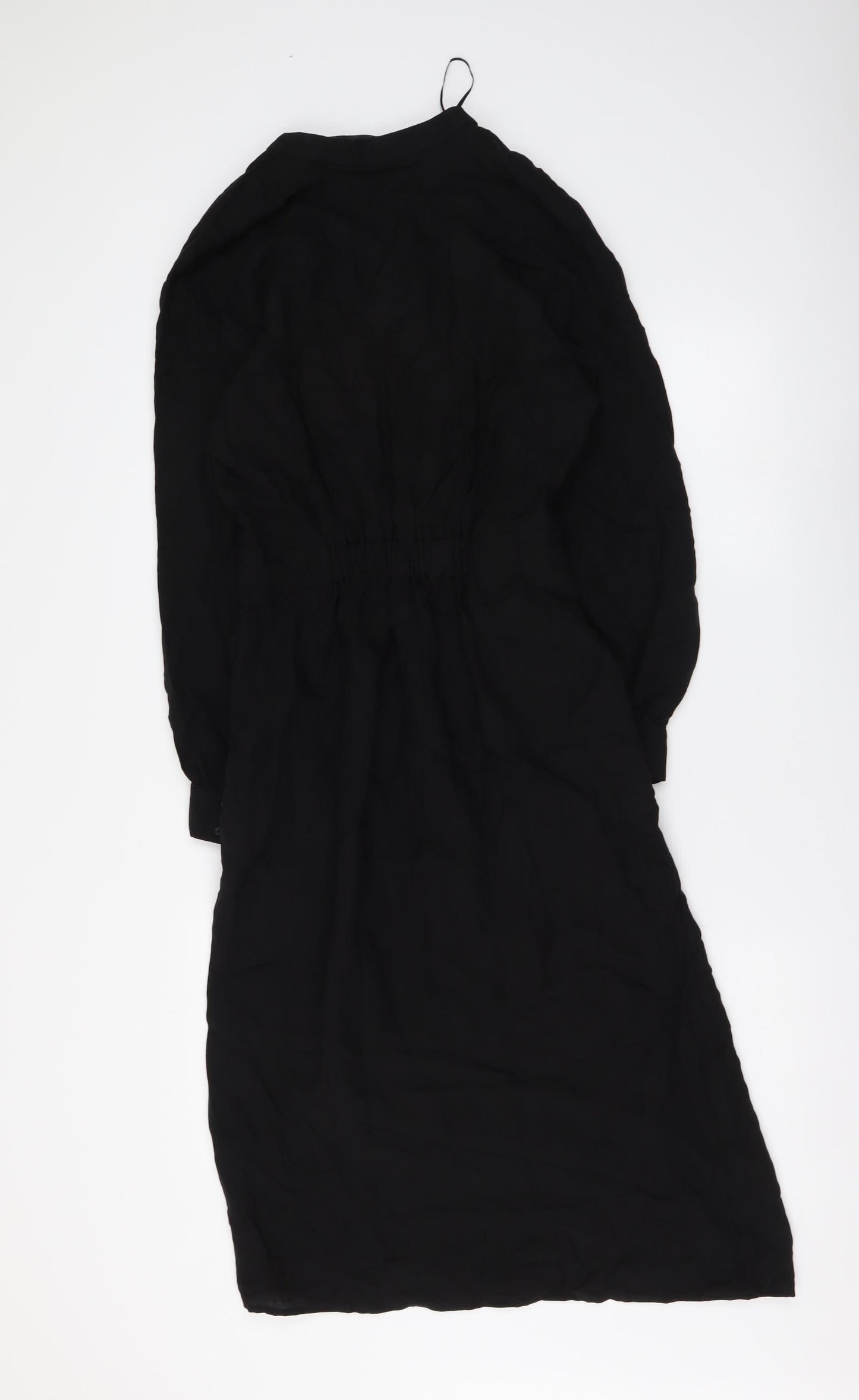 Marks and Spencer Womens Black Viscose A-Line Size 8 V-Neck Pullover