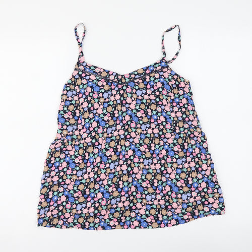 Marks and Spencer Womens Multicoloured Geometric Viscose Basic Tank Size 10 V-Neck