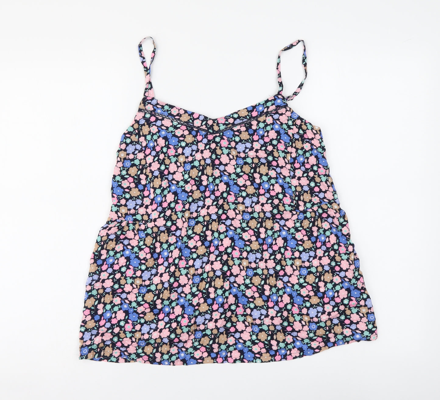 Marks and Spencer Womens Multicoloured Geometric Viscose Basic Tank Size 10 V-Neck