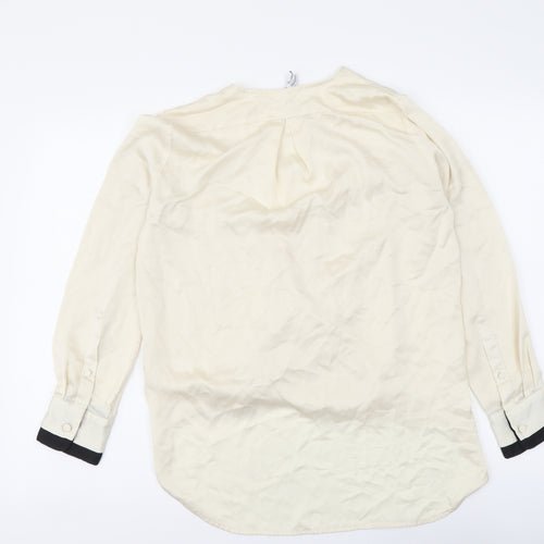 Mango Womens Beige Polyester Basic Blouse Size XS V-Neck