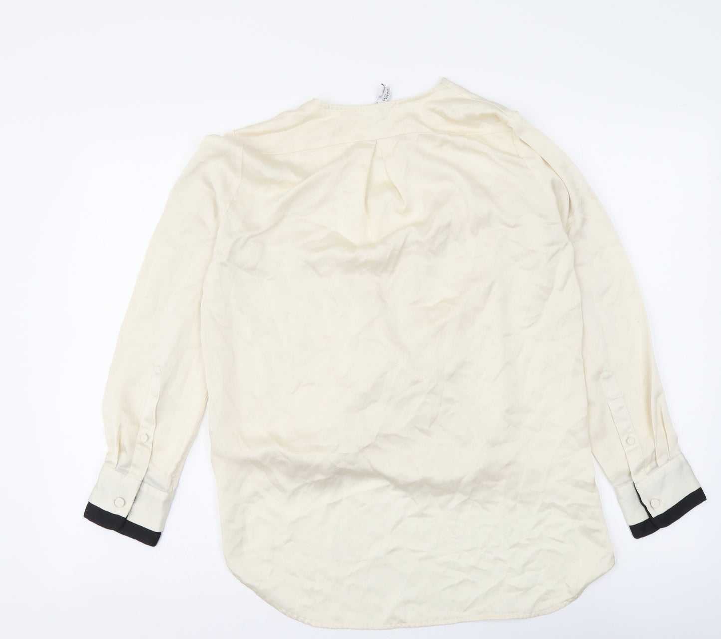 Mango Womens Beige Polyester Basic Blouse Size XS V-Neck