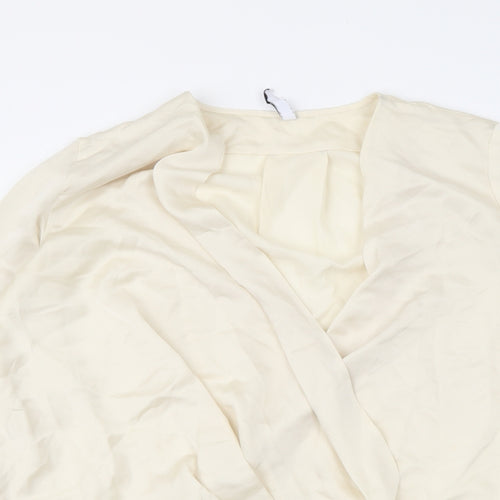 Mango Womens Beige Polyester Basic Blouse Size XS V-Neck