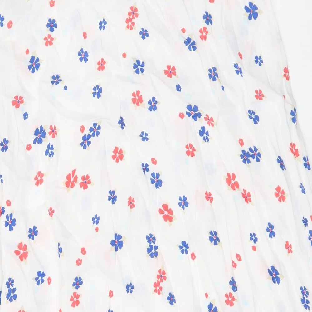 Marks and Spencer Womens White Floral Polyester A-Line Skirt Size 6 Zip