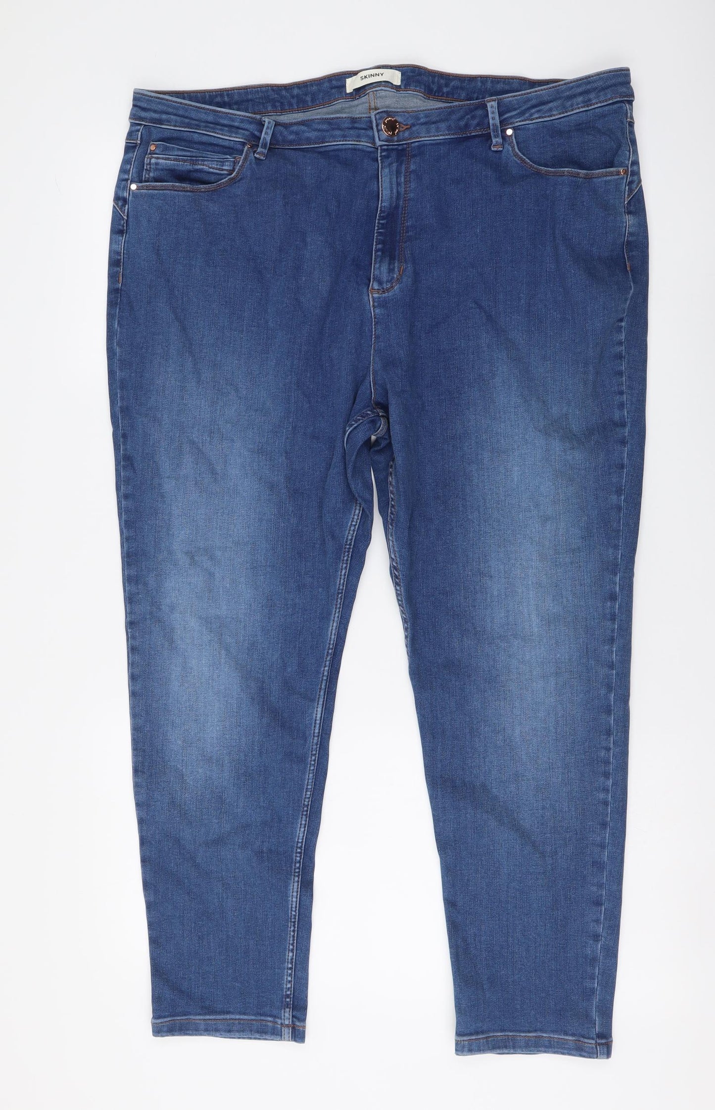 Marks and Spencer Womens Blue Cotton Skinny Jeans Size 20 L26 in Regular Button