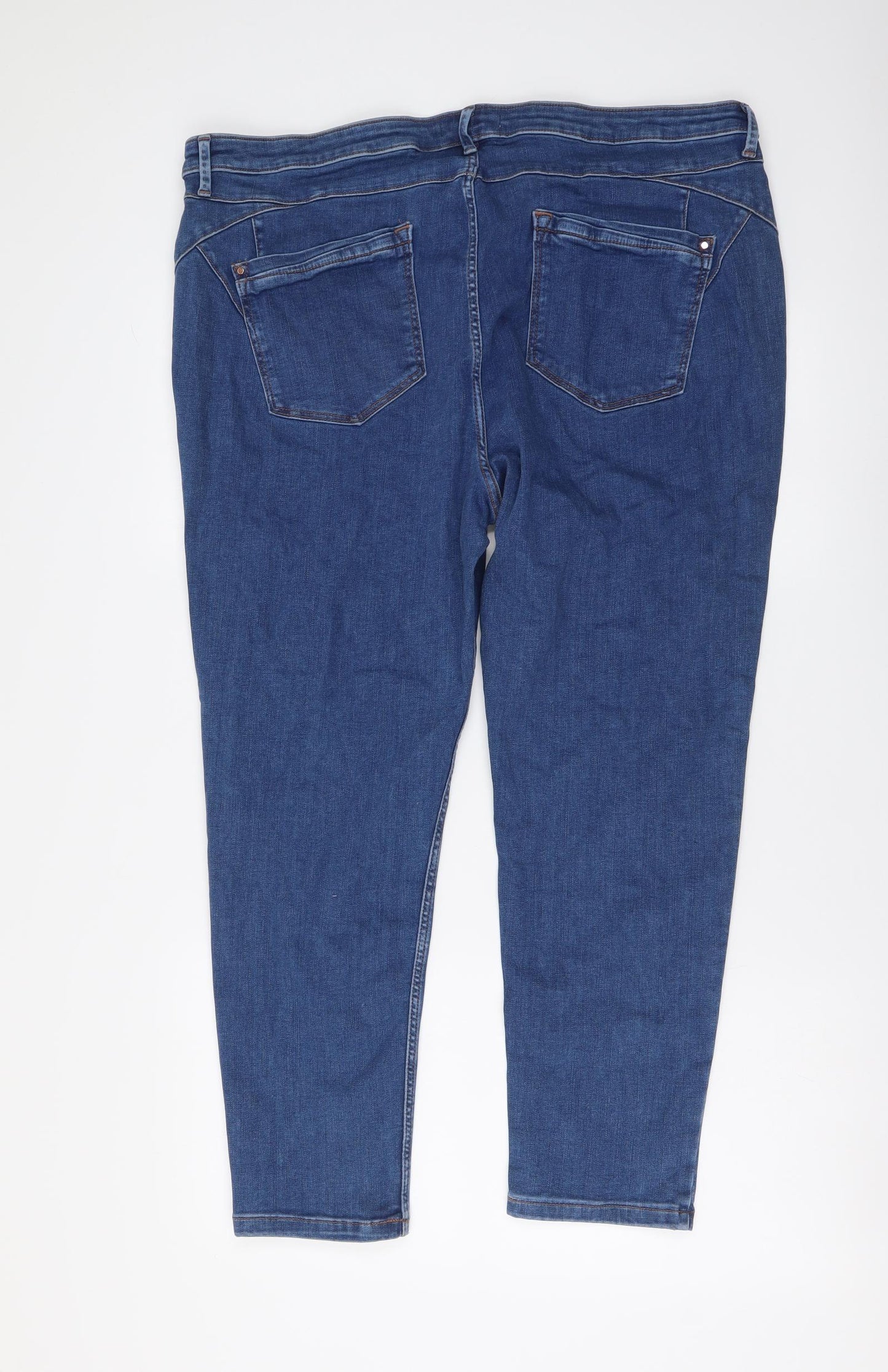 Marks and Spencer Womens Blue Cotton Skinny Jeans Size 20 L26 in Regular Button