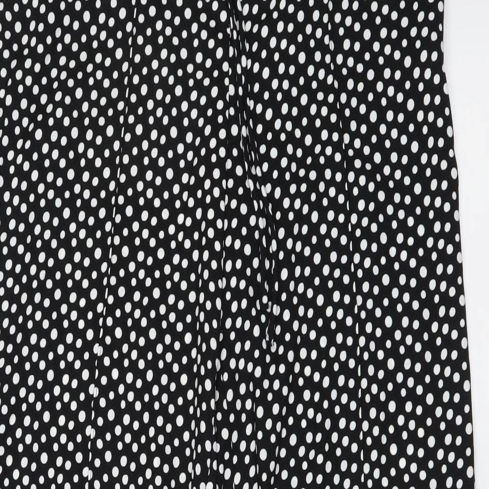 Marks and Spencer Womens Black Polka Dot Polyester Trousers Size 10 L32 in Regular Drawstring