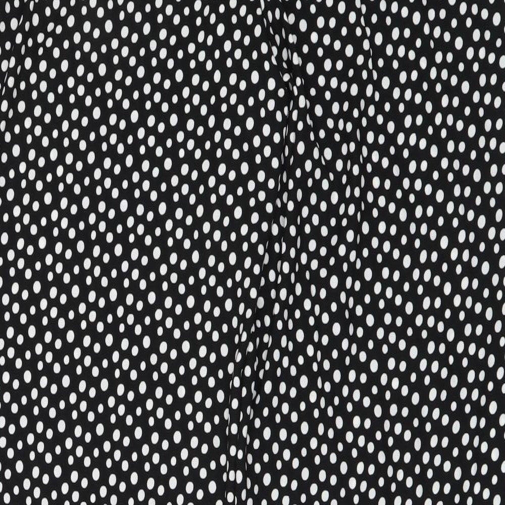 Marks and Spencer Womens Black Polka Dot Polyester Trousers Size 10 L32 in Regular Drawstring