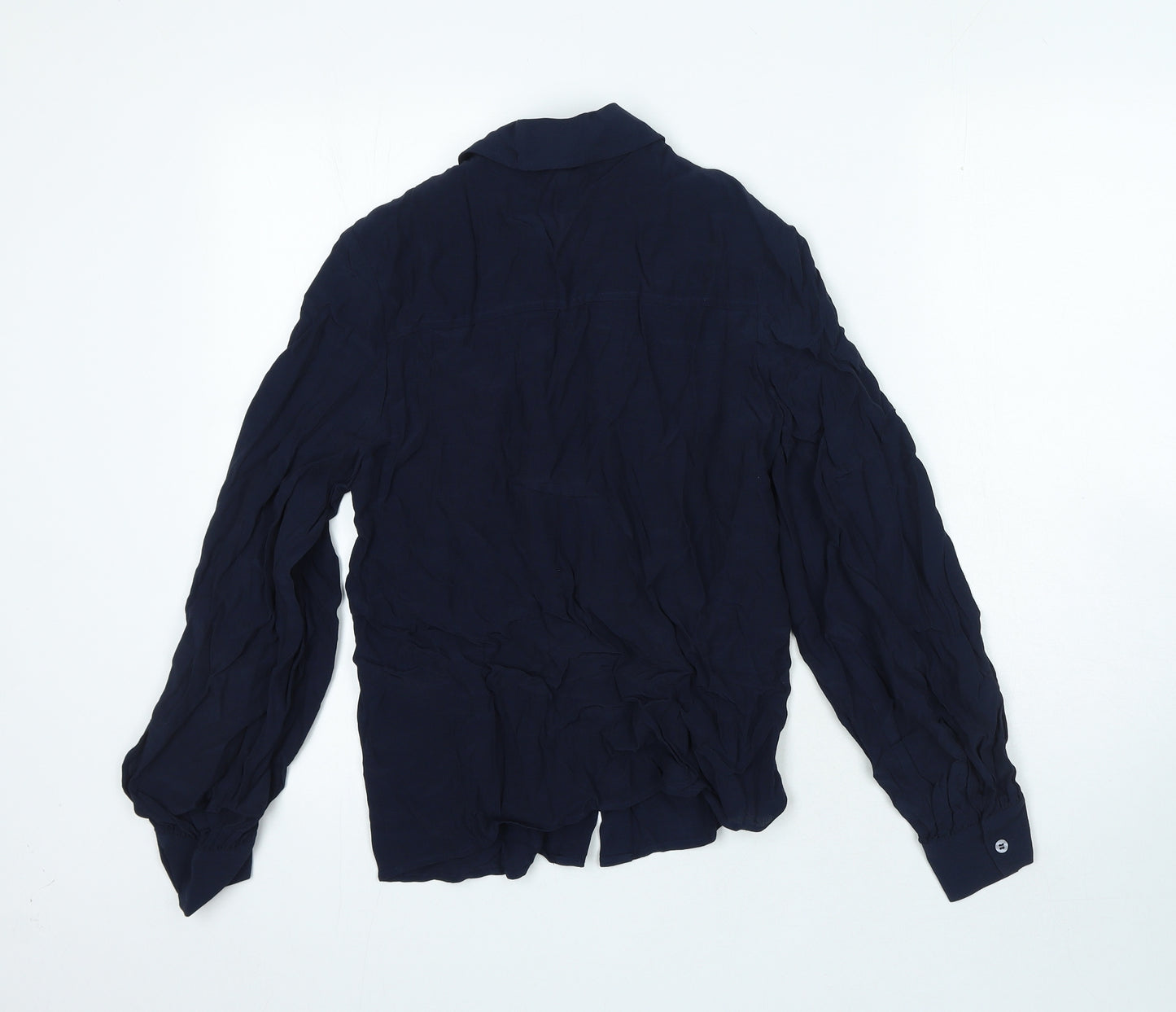 Marks and Spencer Womens Blue Viscose Basic Button-Up Size 6 Collared