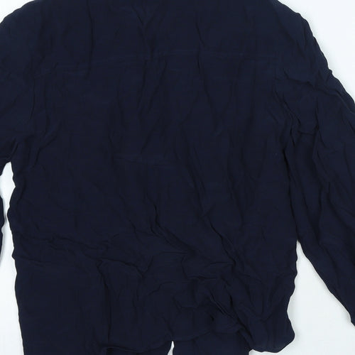 Marks and Spencer Womens Blue Viscose Basic Button-Up Size 6 Collared