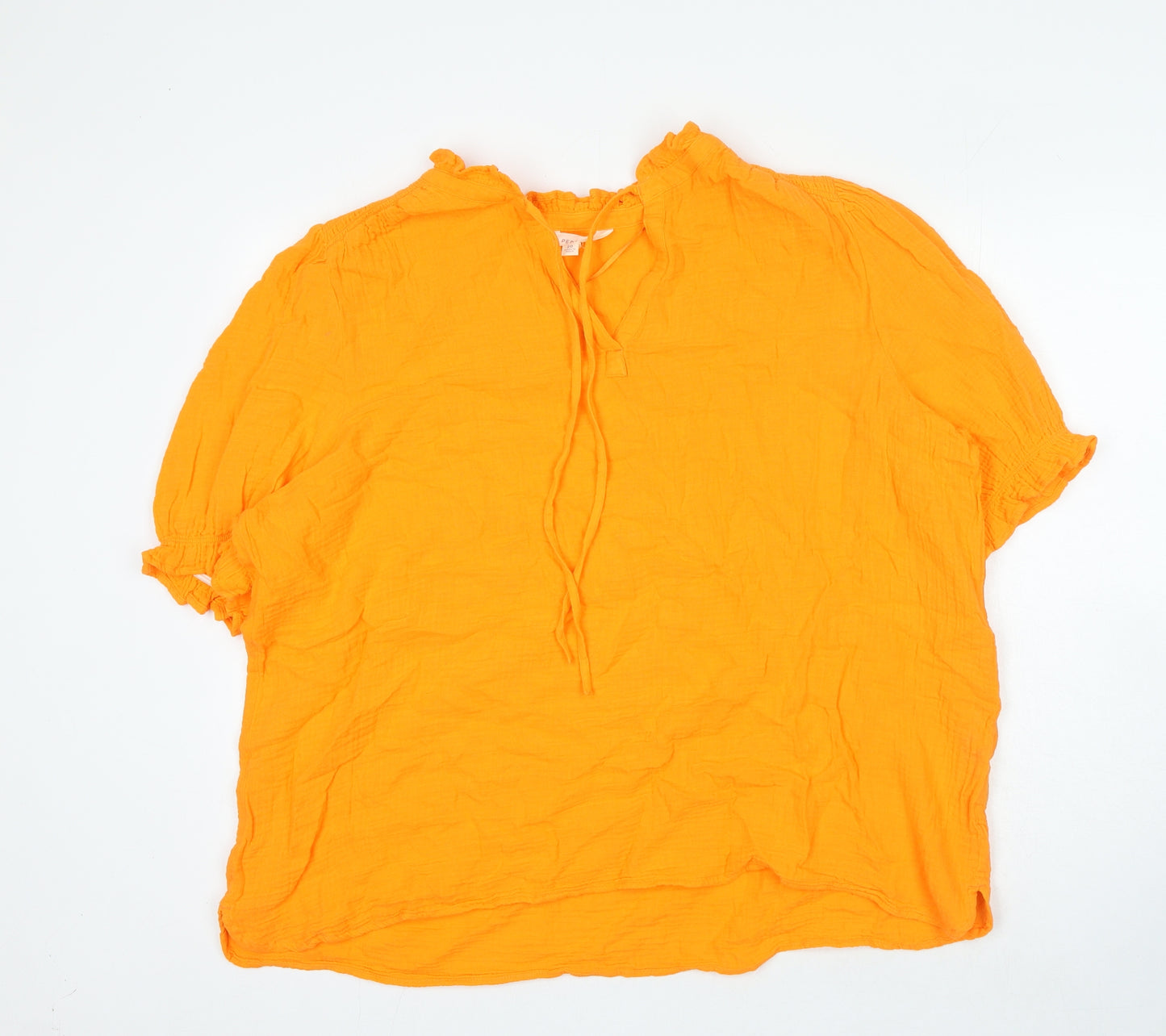 Per Una Womens Orange Polyester Basic Blouse Size 20 Round Neck
