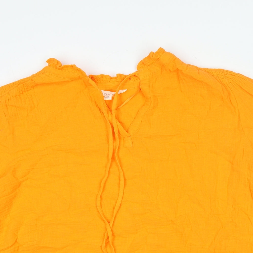 Per Una Womens Orange Polyester Basic Blouse Size 20 Round Neck